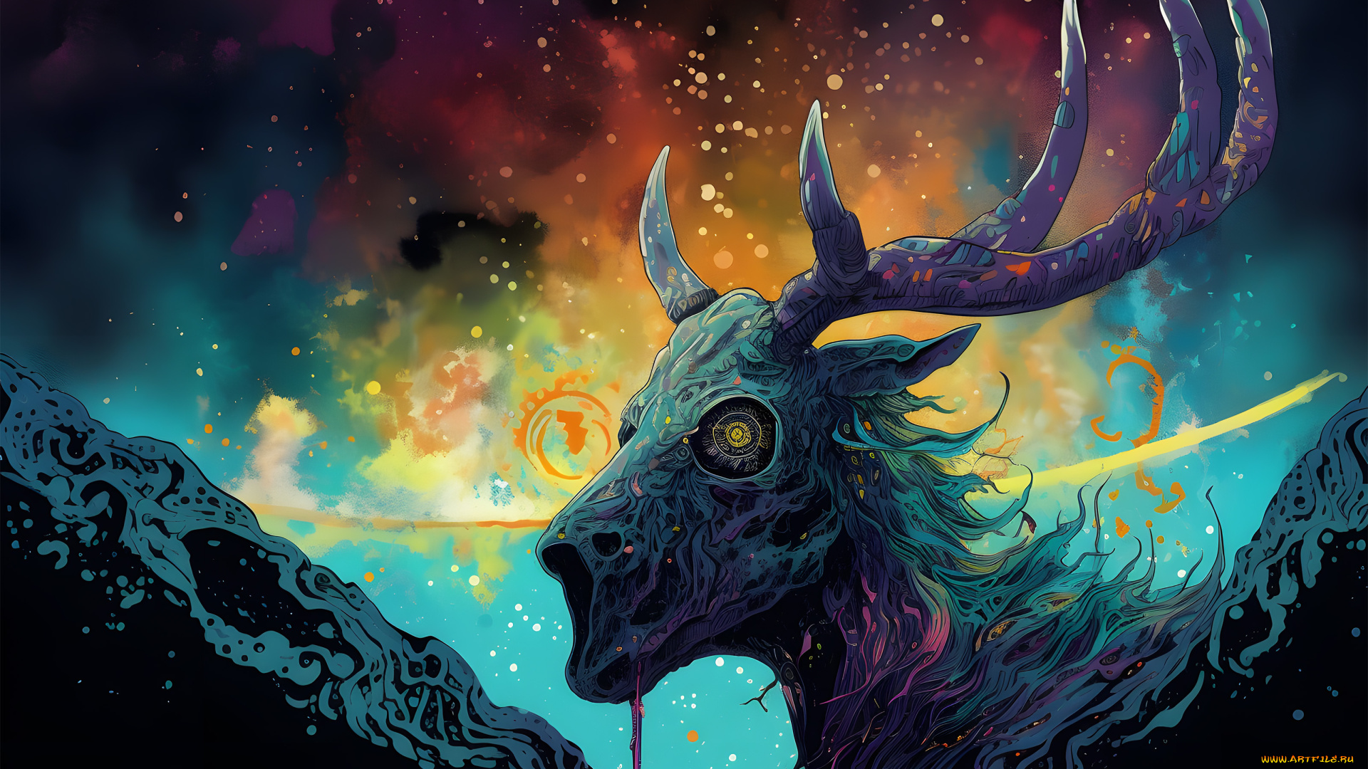 фэнтези, существа, безумный, олень