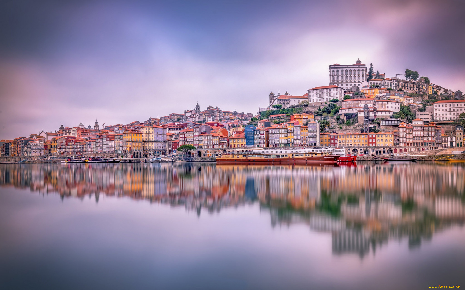 города, порту, , португалия, река, панорама