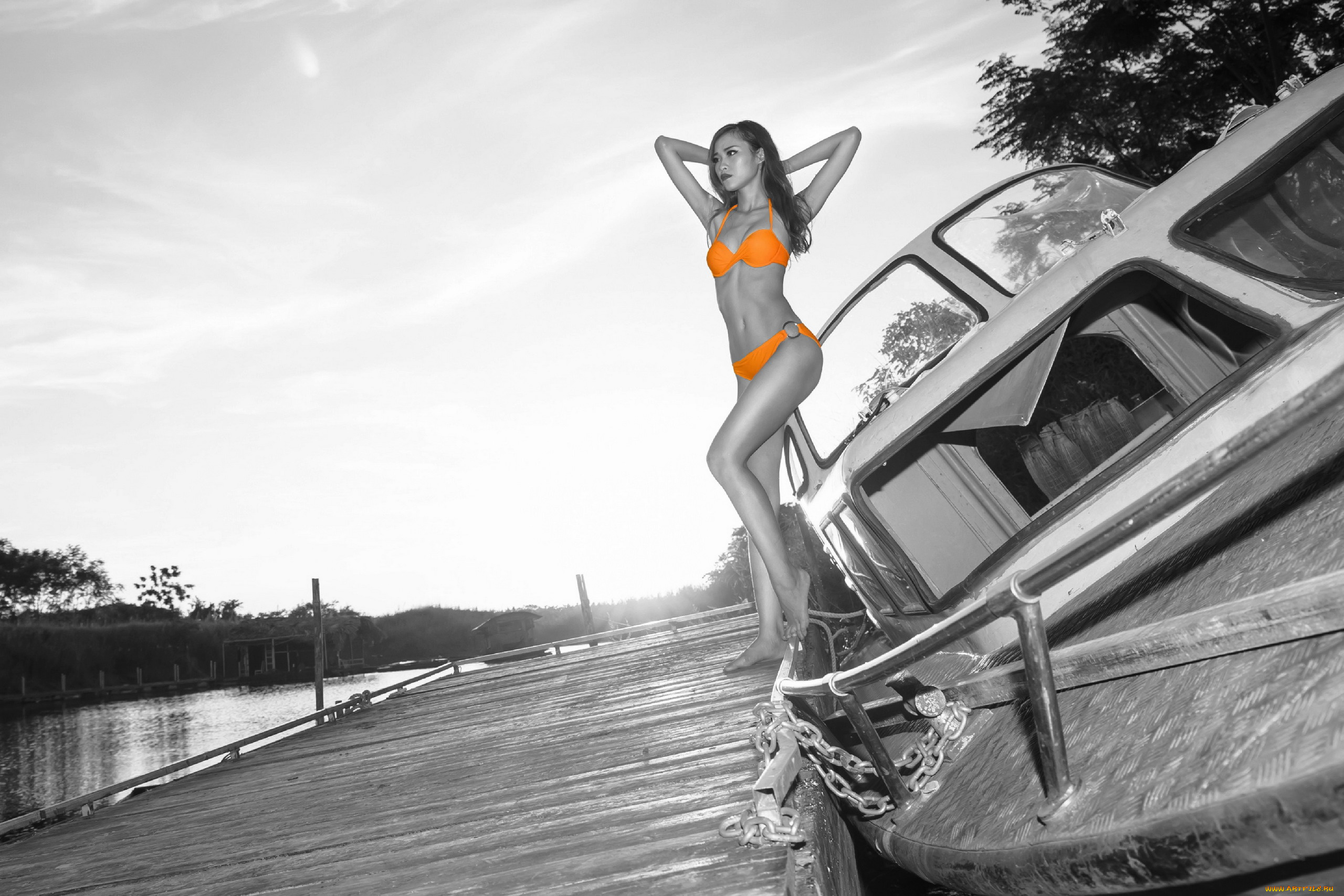 девушки, -, азиатки, азиатка, пирс, бикини