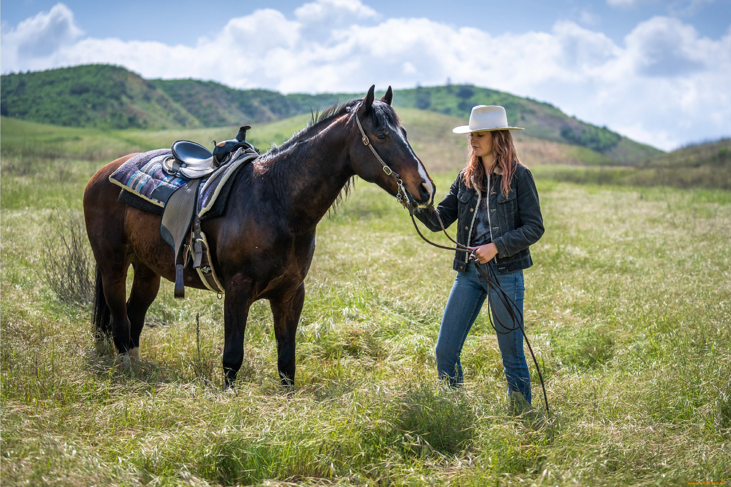 девушки, -, рыжеволосые, и, разноцветные, лошадь, рыженькая