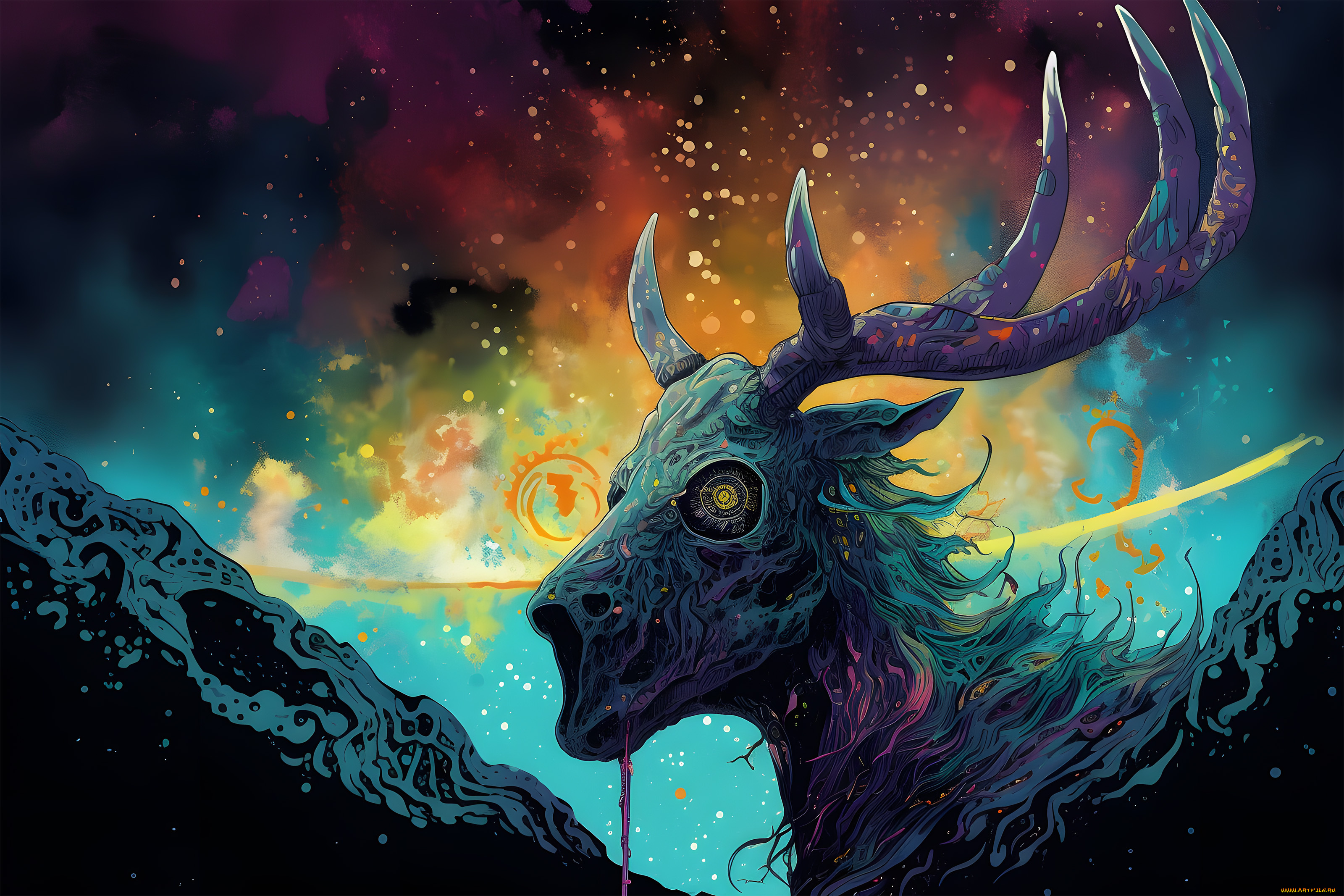 фэнтези, существа, безумный, олень