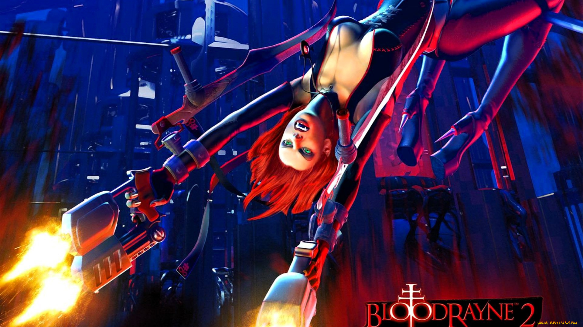 видео, игры, bloodrayne, 2, девушка, вампир, оружие