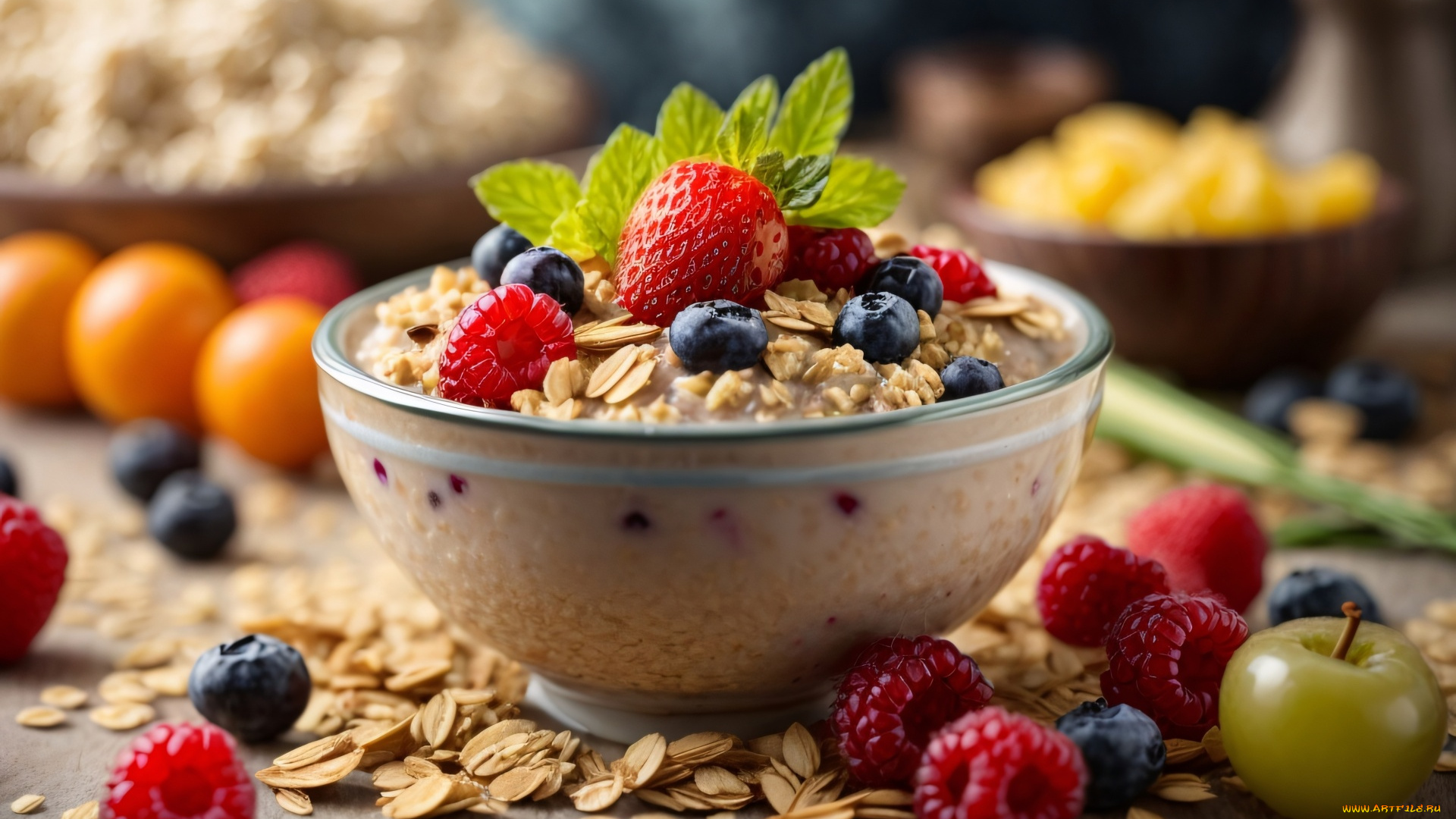 3д, графика, еда-, food, овсянка