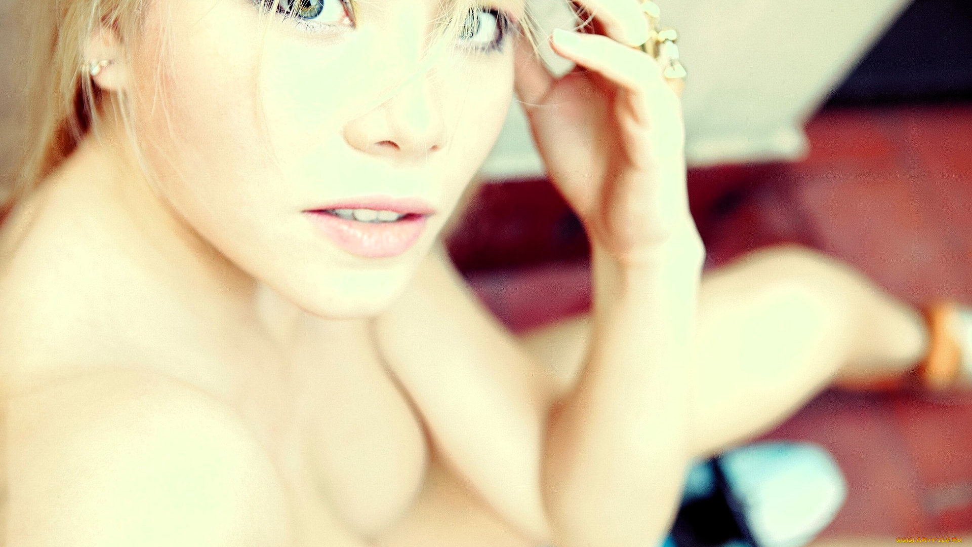 девушки, -, лица, , портреты, блондинка, лицо