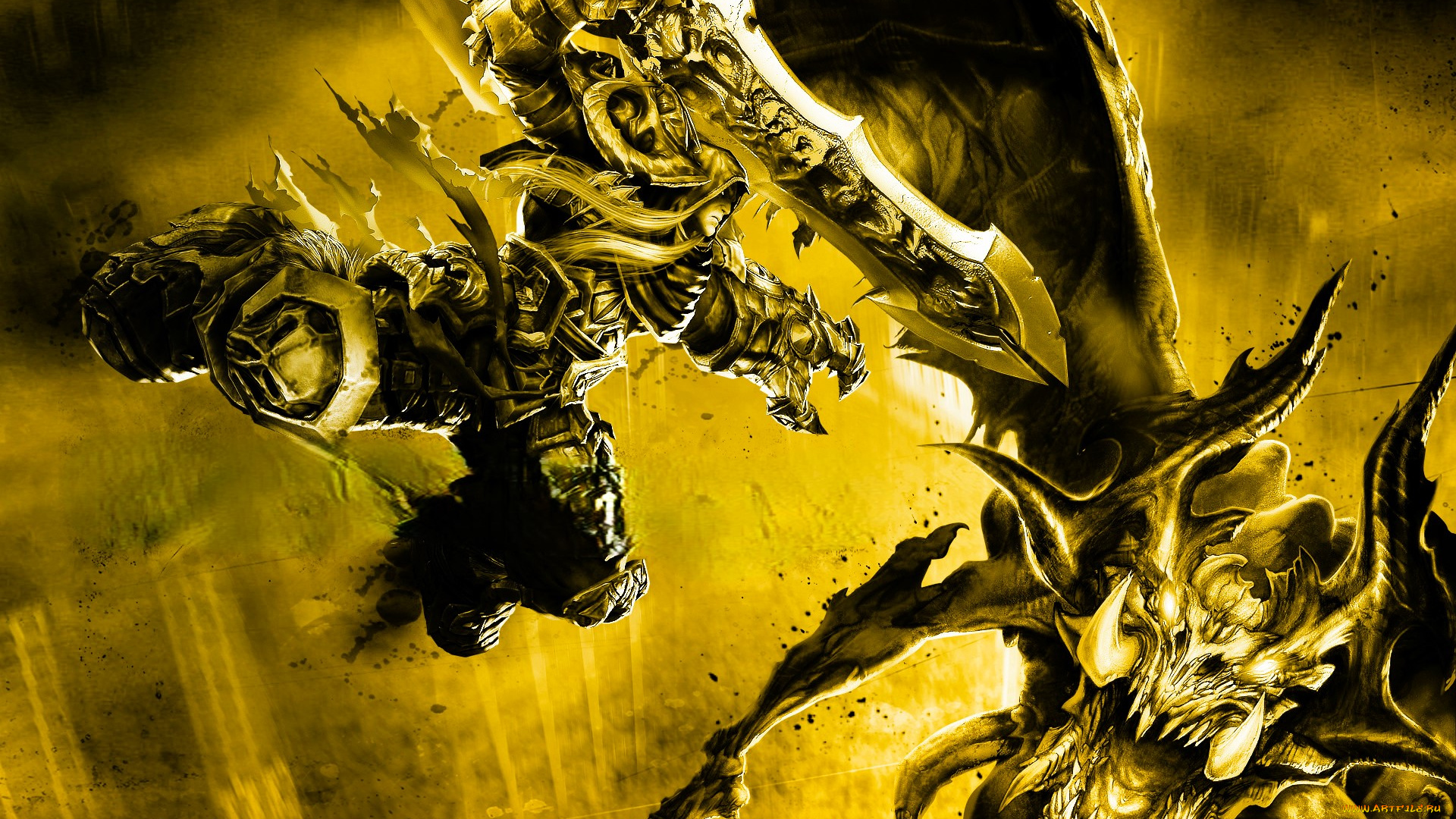 видео, игры, darksiders, , wrath, of, war, персонажи, бой, город