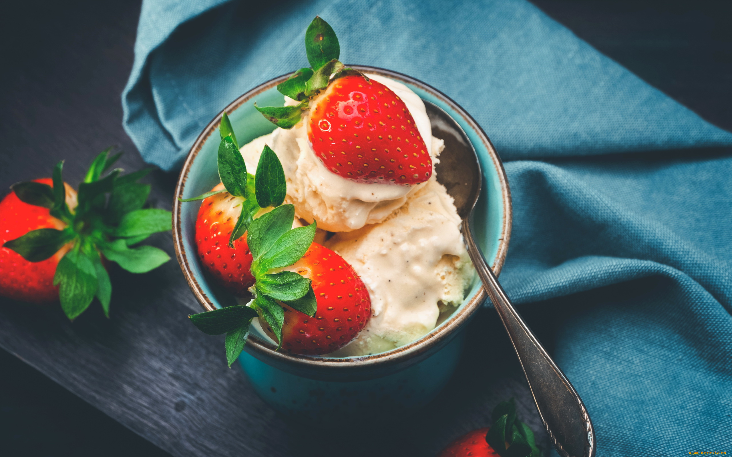 еда, мороженое, , десерты, лакомство, ягоды, клубника