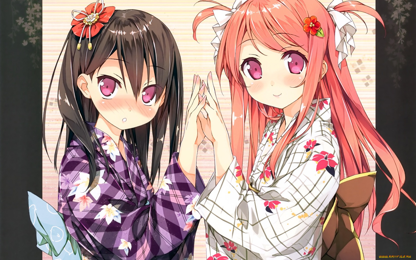 аниме, kantoku, artbook, юката, девушки