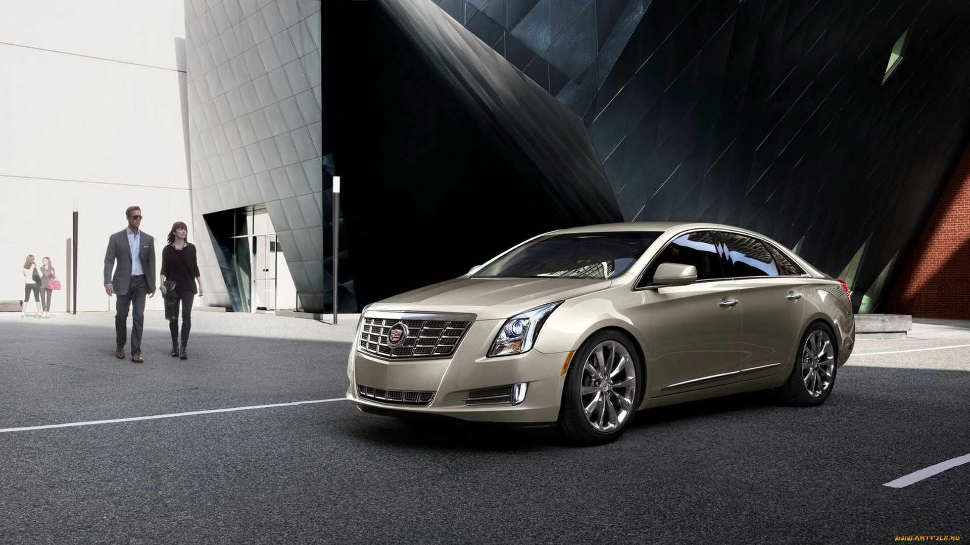 cadillac, xts, автомобили, здание, асфальт