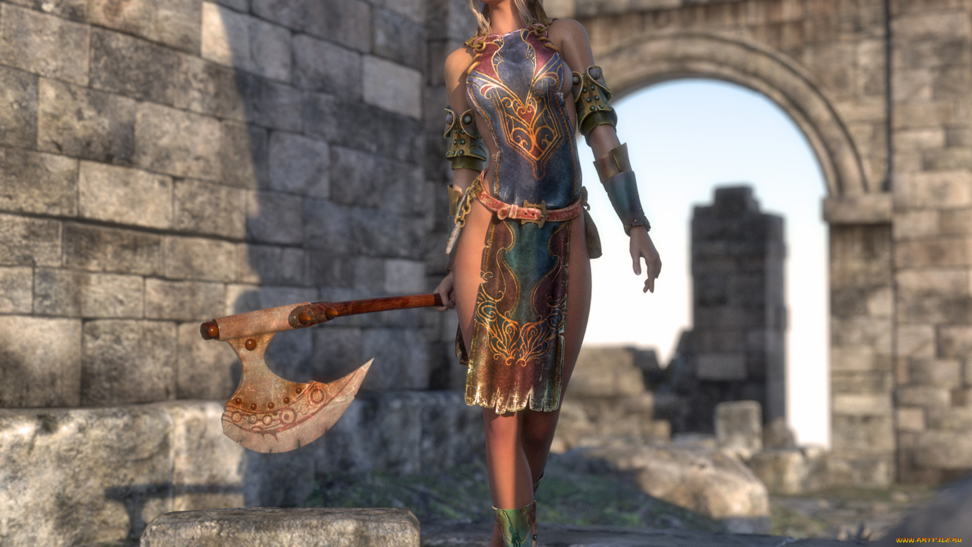 3д, графика, amazon, амазонки, оружие, девушка