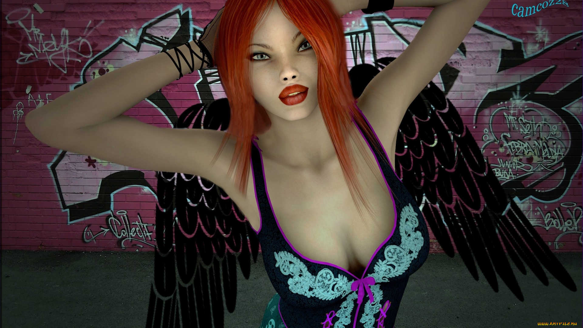 3д, графика, angel, ангел, граффити, девушка