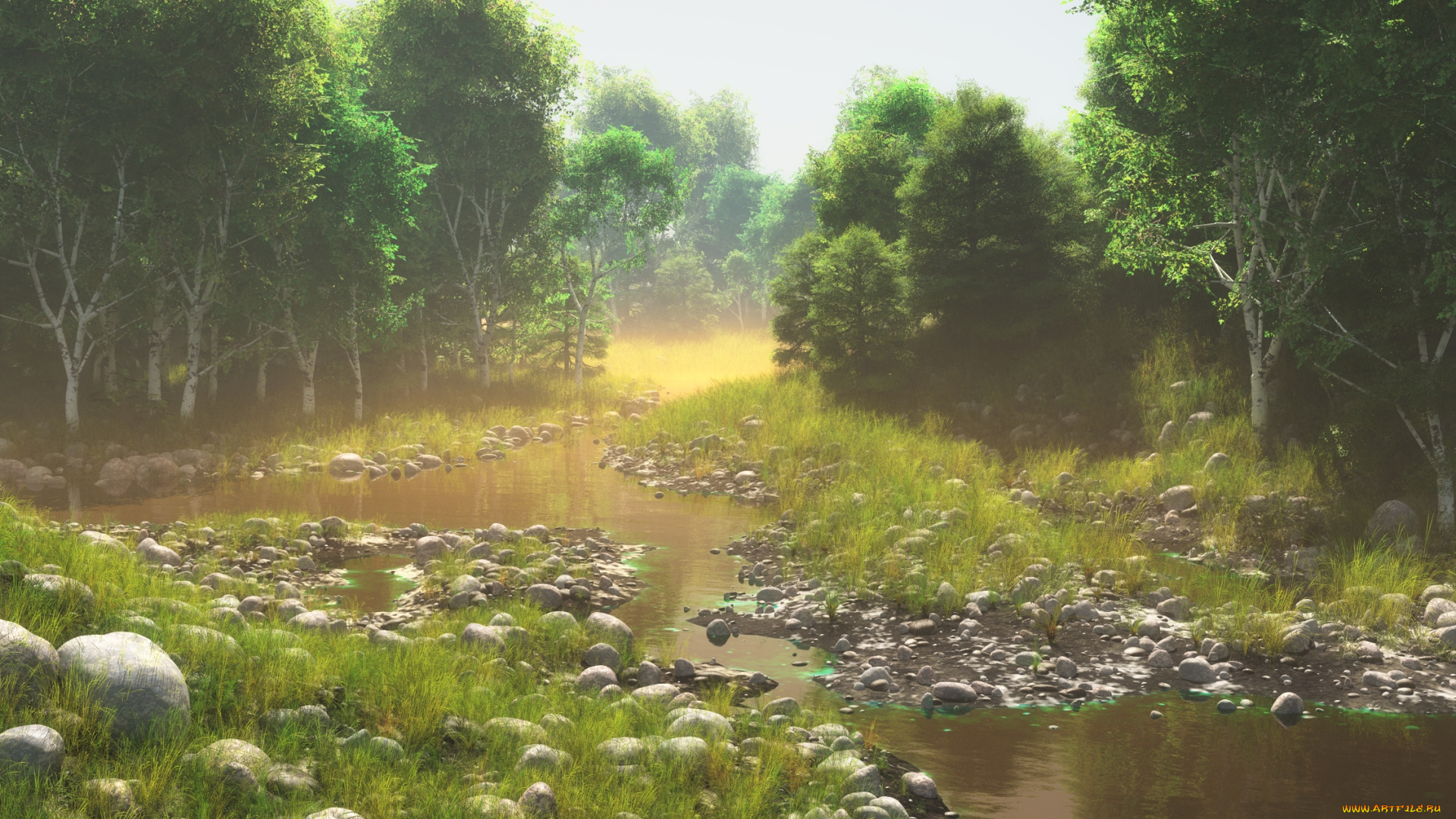 3д, графика, nature, landscape, природа, лес