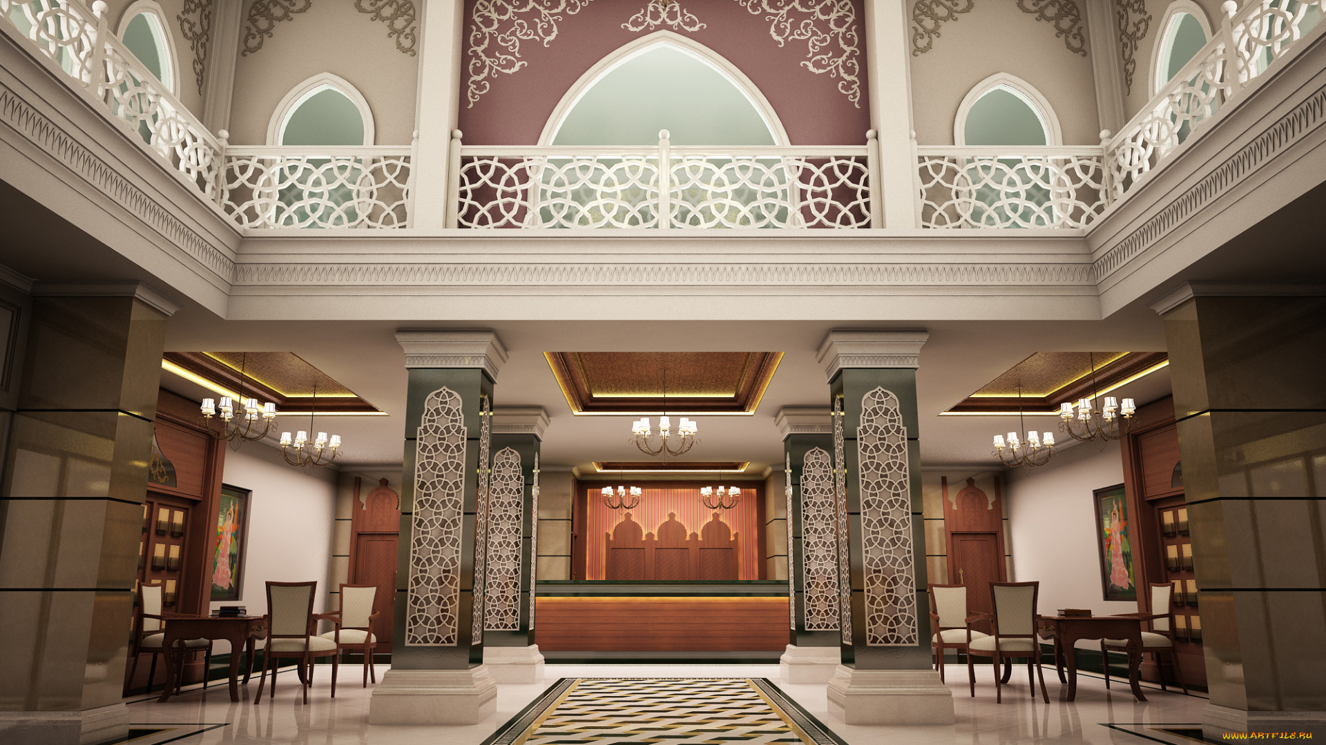 3д, графика, realism, реализм, зал, балкон