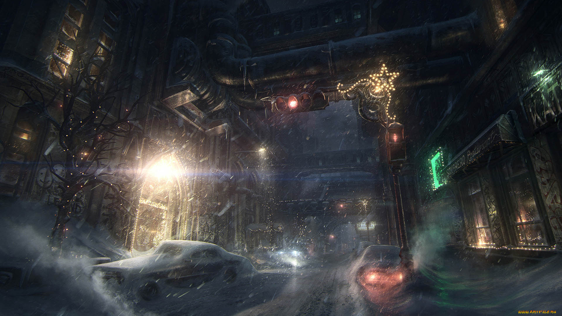 batman, arkham, origins, видео, игры, город, зима, дорога, машины