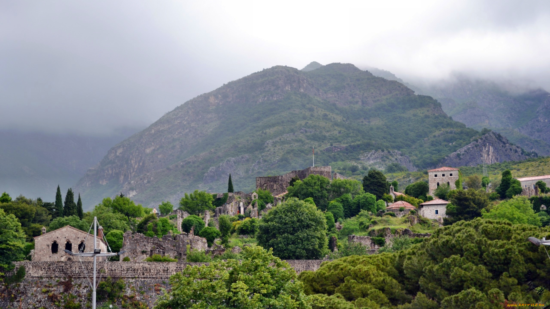 Черногория, бар, города, дворцы, замки, крепости, стены, крепость, старый, город, горы
