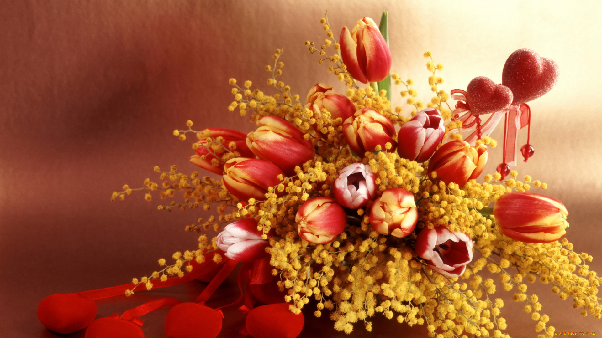 цветы, букеты, композиции, букет, тюльпаны, мимозы