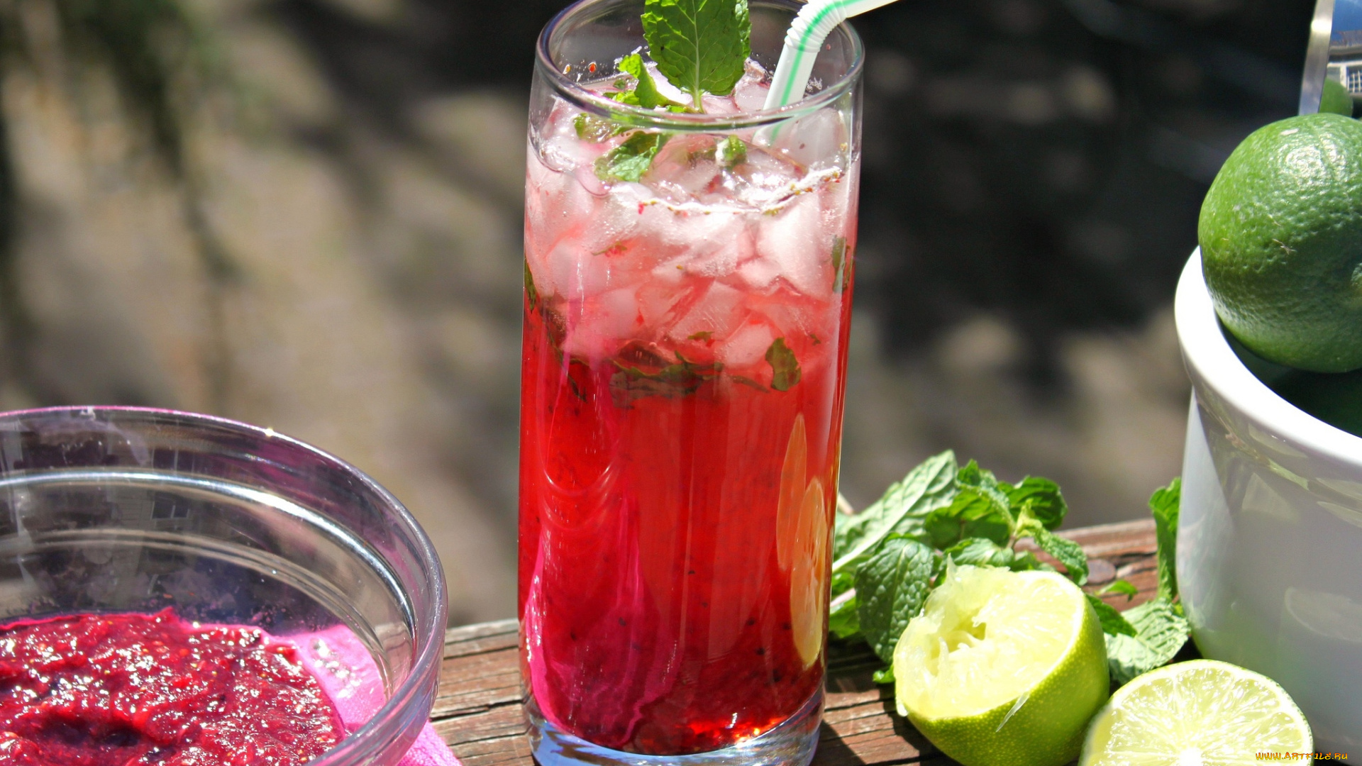 еда, напитки, коктейль, стакан, лайм, лед