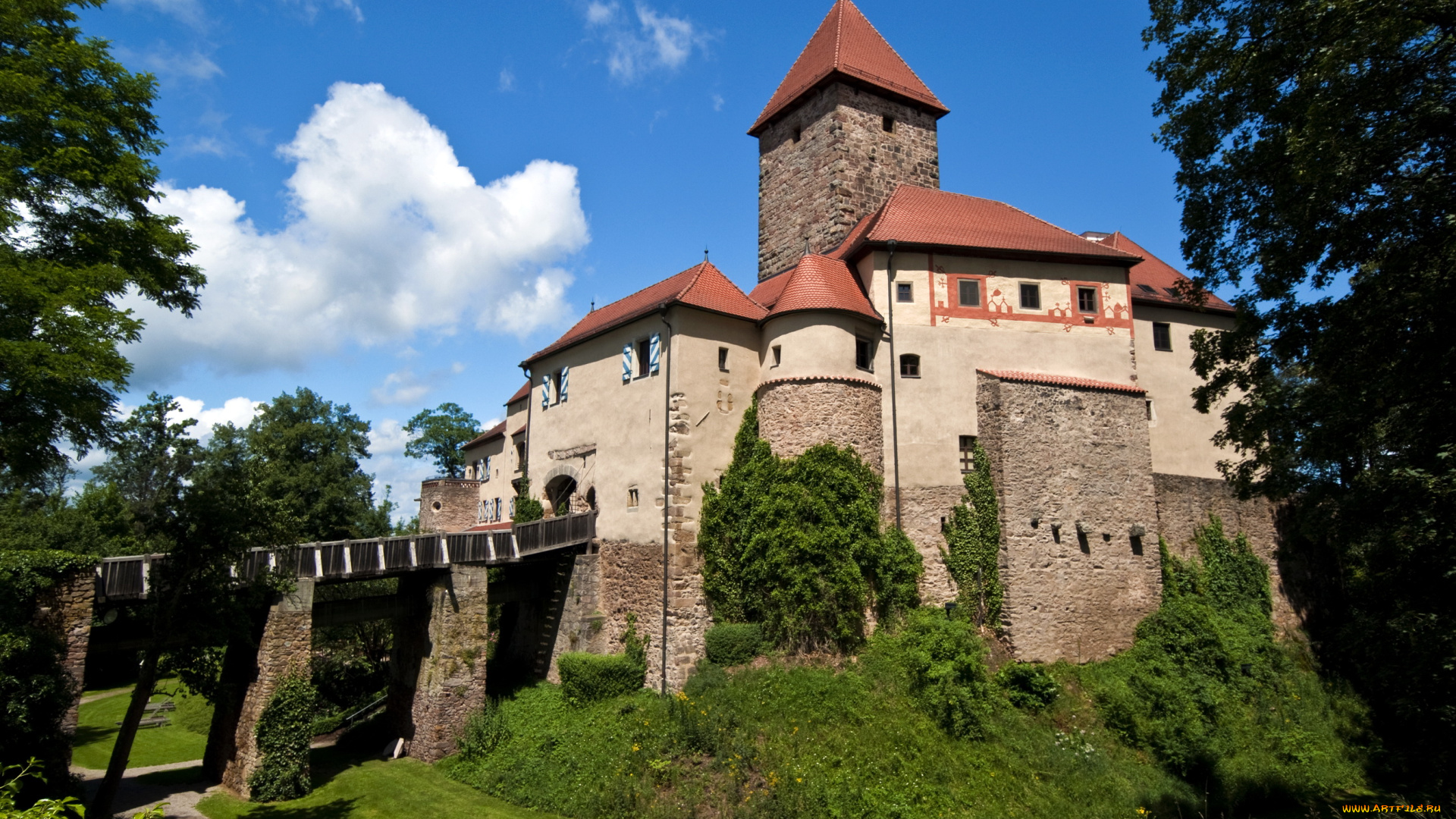 германия, бавария, castle, wernberg, города, дворцы, замки, крепости, замок, ландшафт