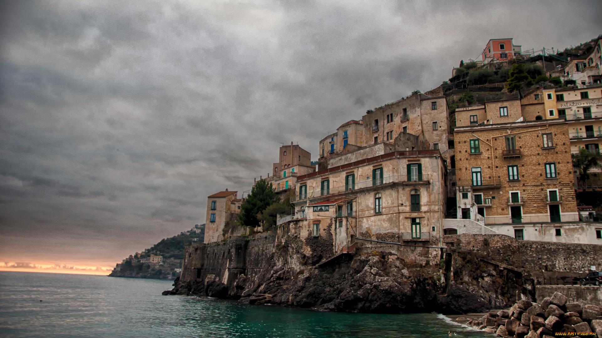 города, амальфийское, лигурийское, побережье, италия, камни, minori, campania, italy, amalfi, coast, минори