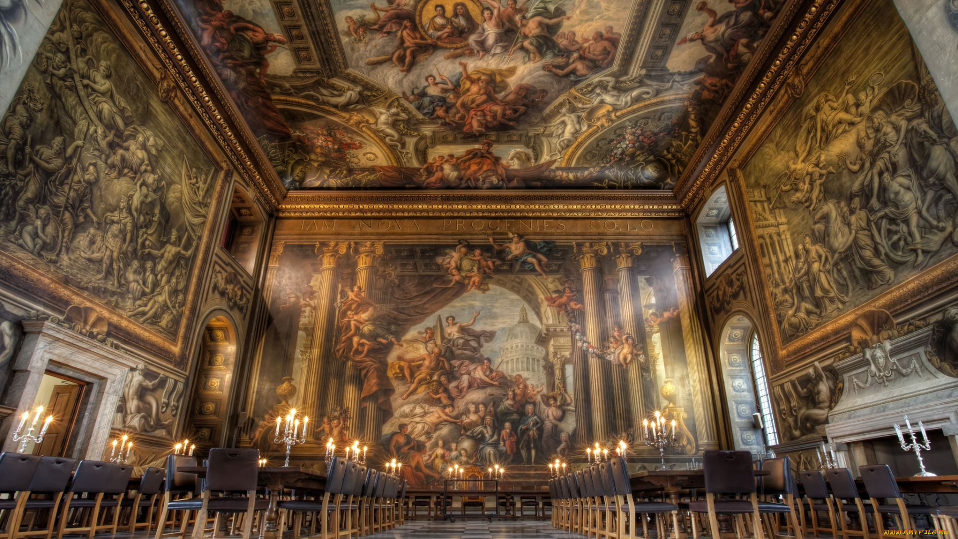 интерьер, дворцы, музеи, картины, фрески, дворец