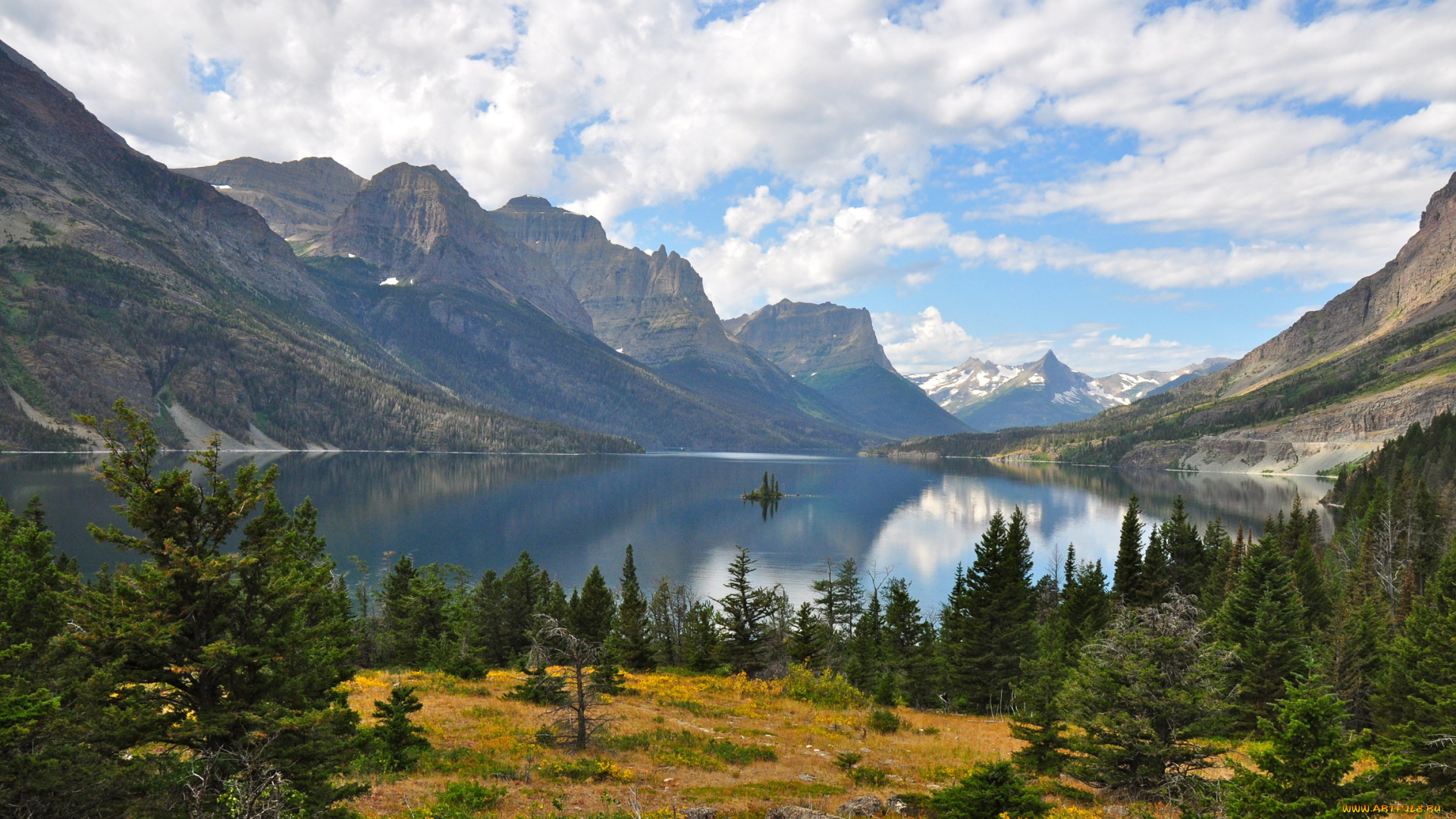 st, mary, lake, waterton, lakes, national, park, природа, реки, озера, озеро, горы