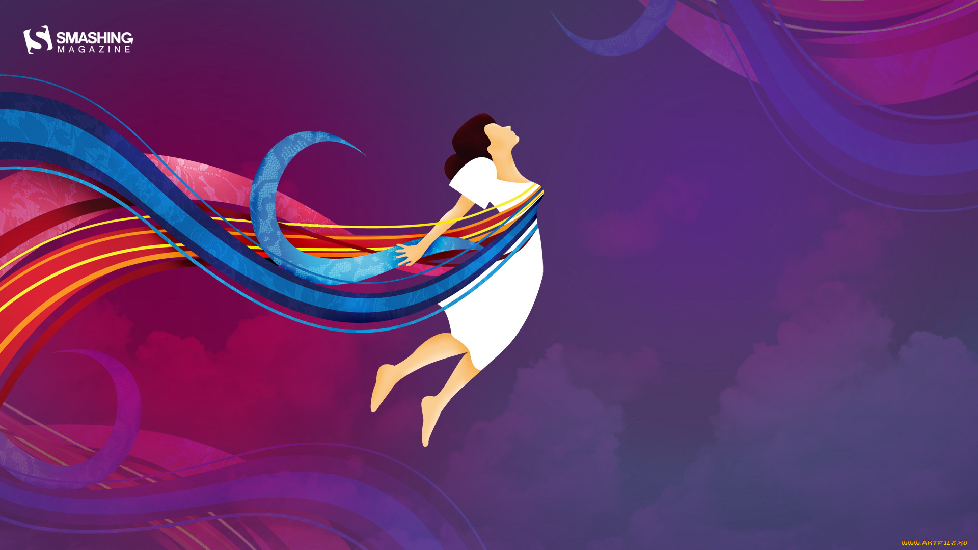 векторная, графика, фон, девушка