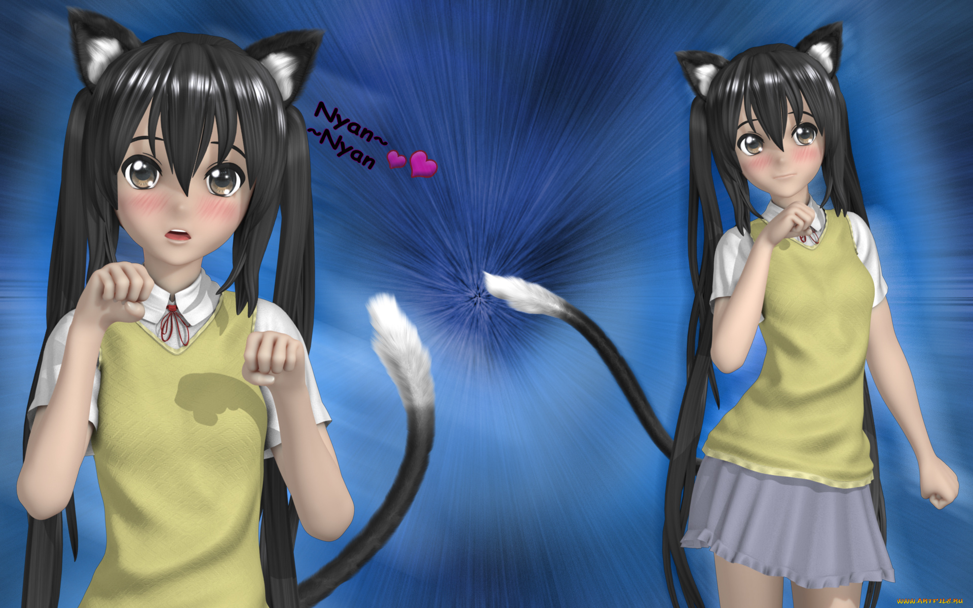 3д, графика, anime, аниме, девушки