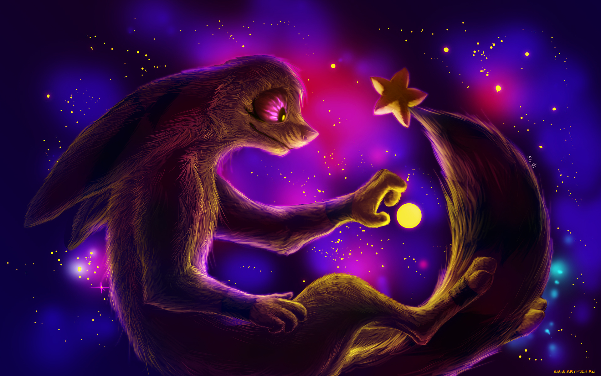 рисованные, животные, сказочные, мифические, звезды, уши, хвост