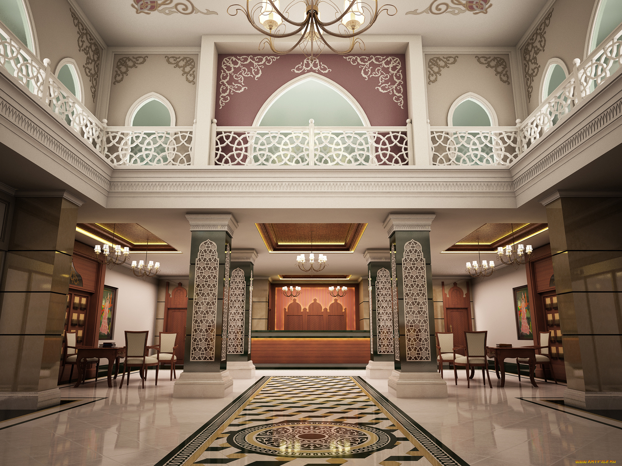 3д, графика, realism, реализм, зал, балкон