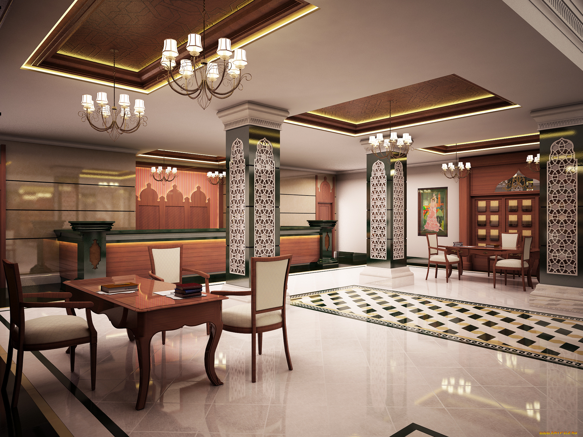 3д, графика, realism, реализм, зал, стол, мтулья