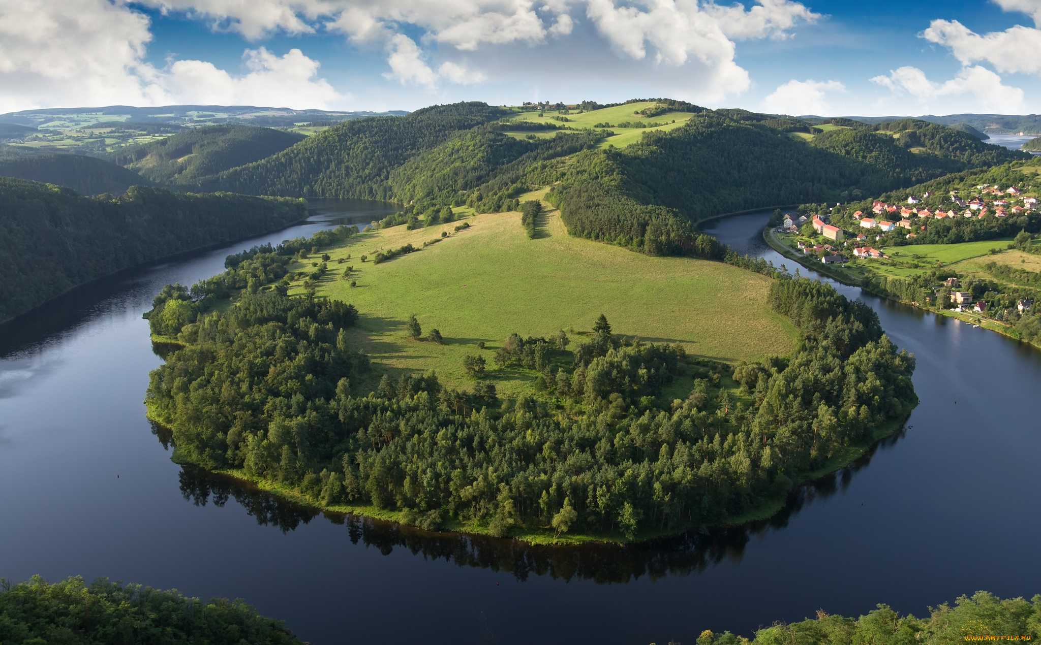 природа, реки, озера, река, рельеф, зелень
