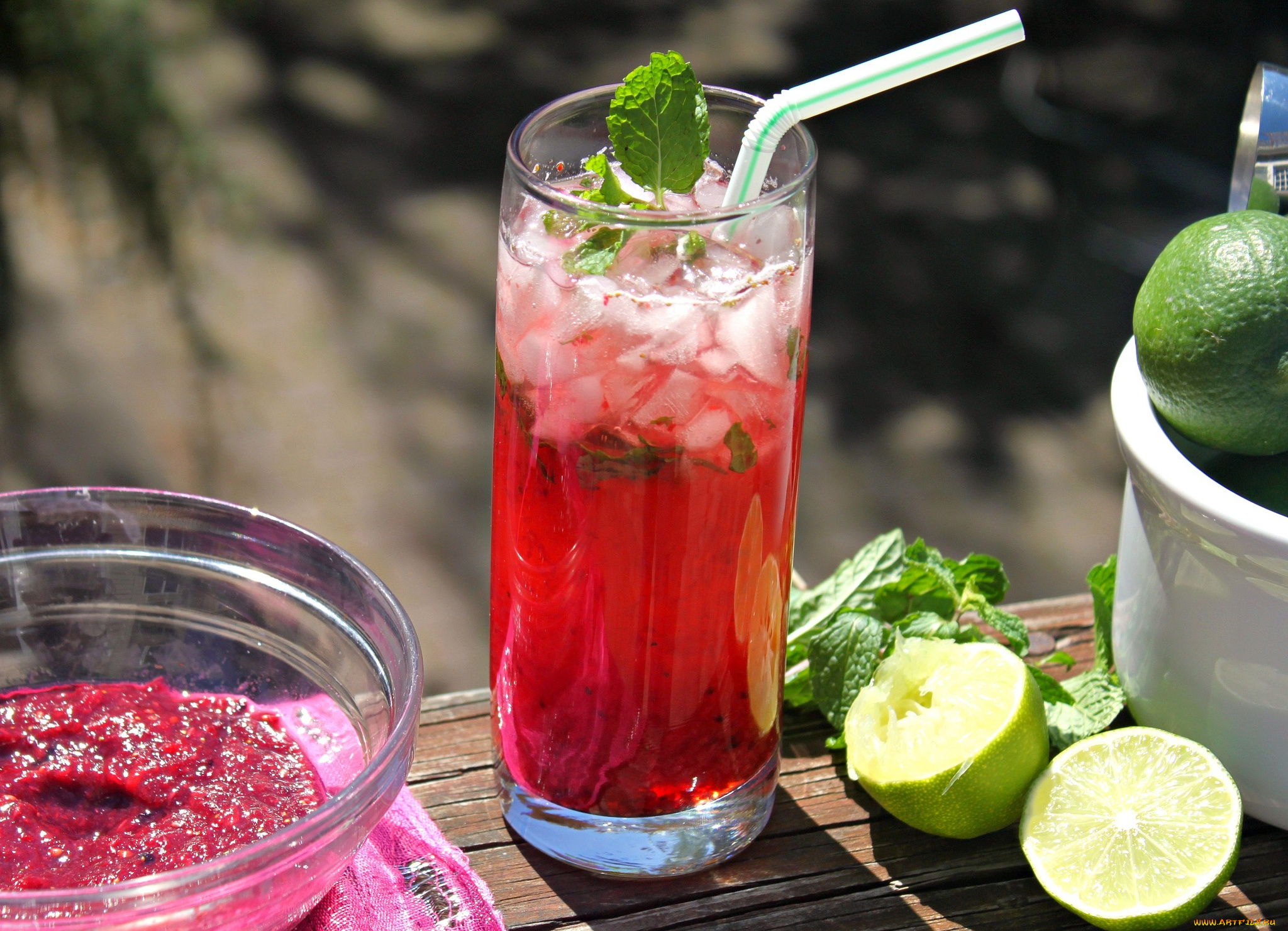 еда, напитки, коктейль, стакан, лайм, лед