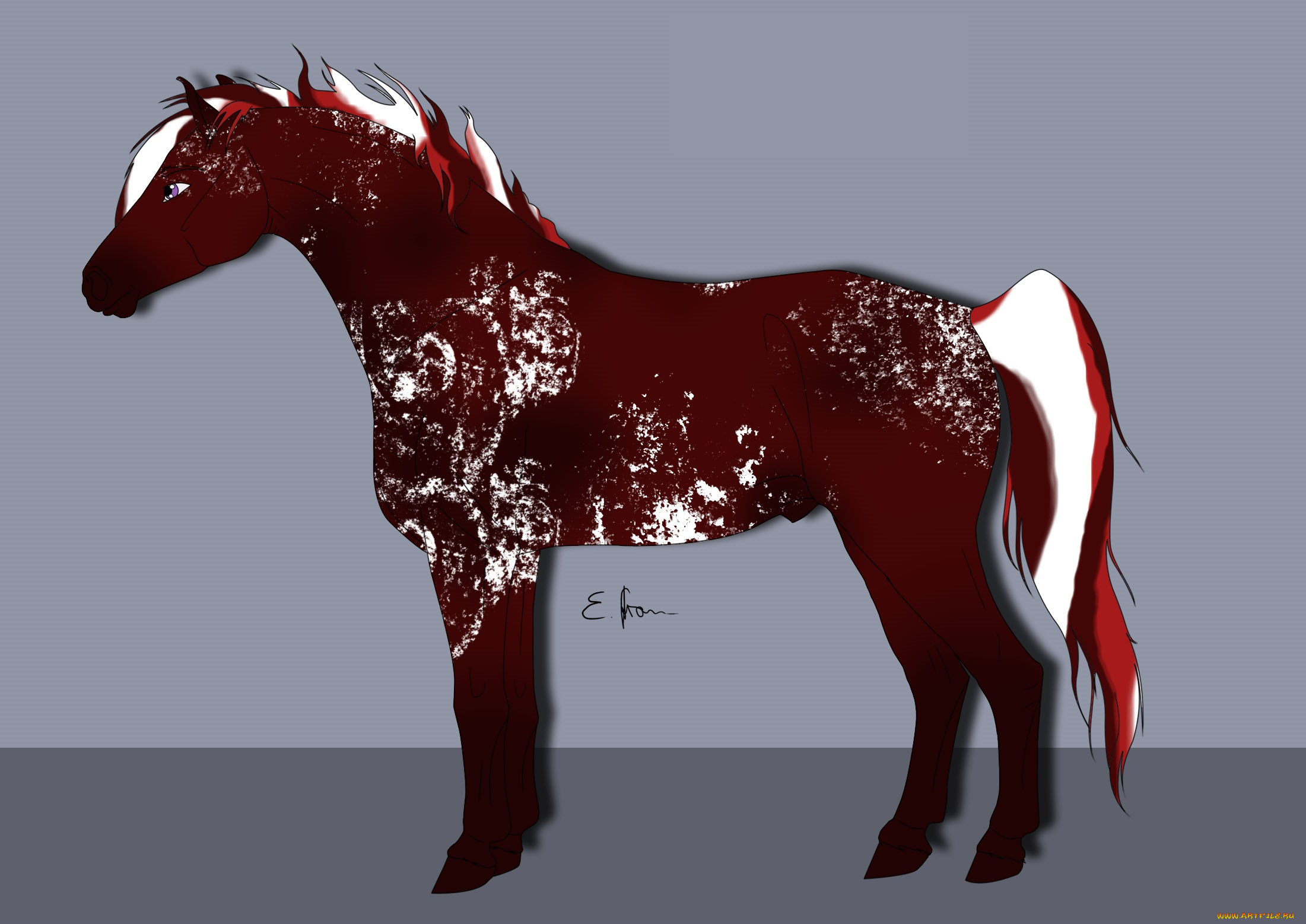 рисованные, животные, лошади, лошадь