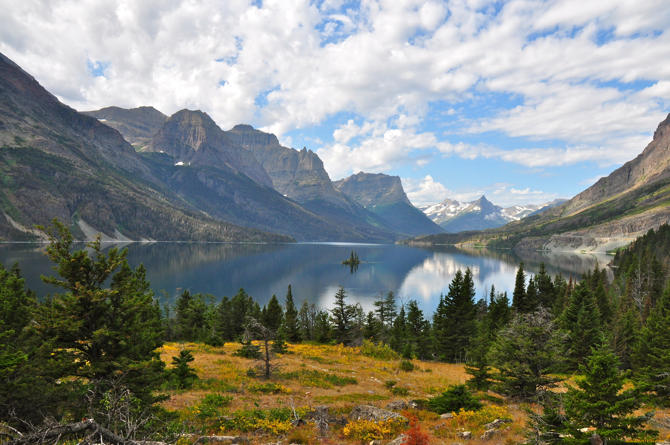 st, mary, lake, waterton, lakes, national, park, природа, реки, озера, озеро, горы