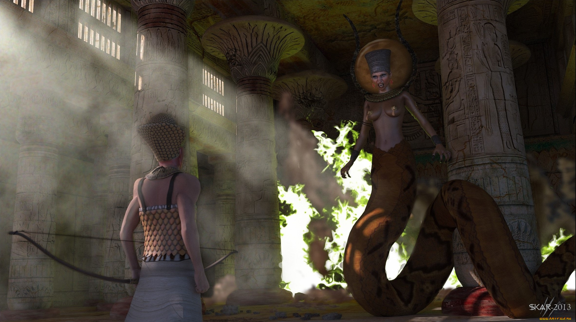 3д, графика, fantasy, фантазия, жрец, змея