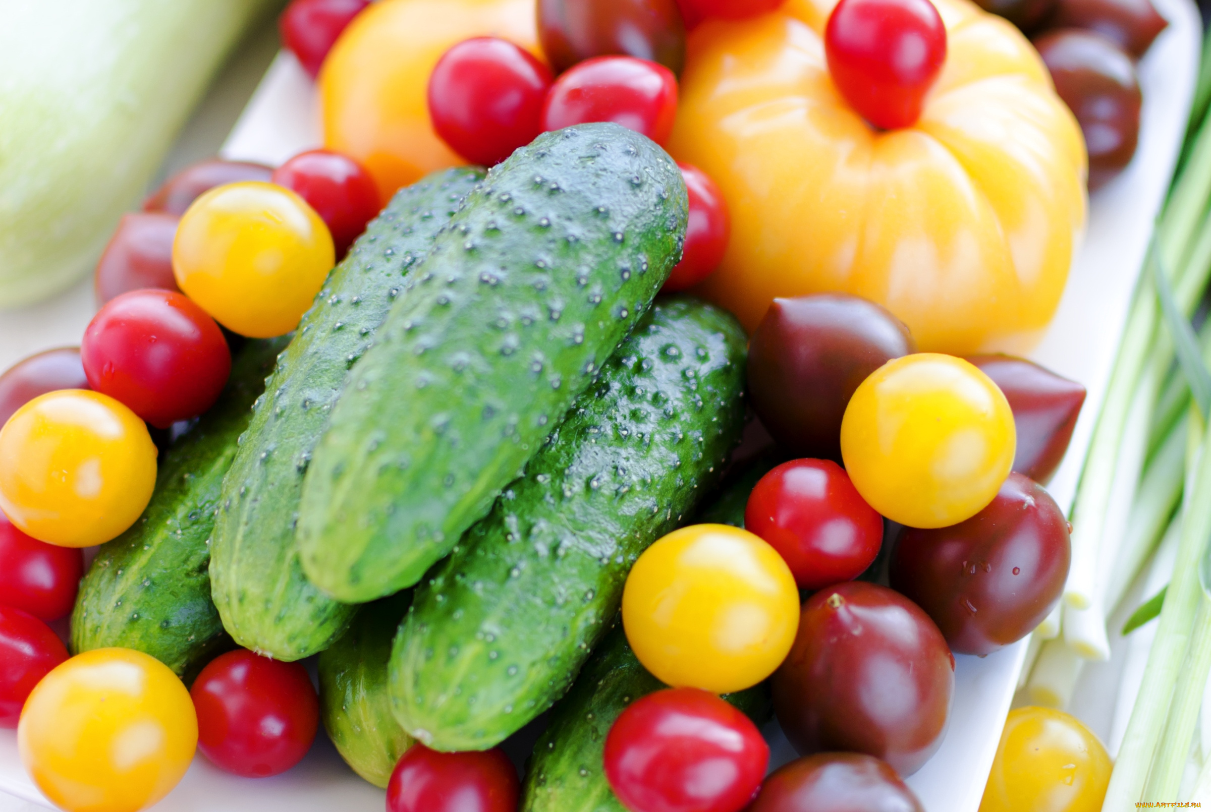 еда, овощи, помидоры, огурцы