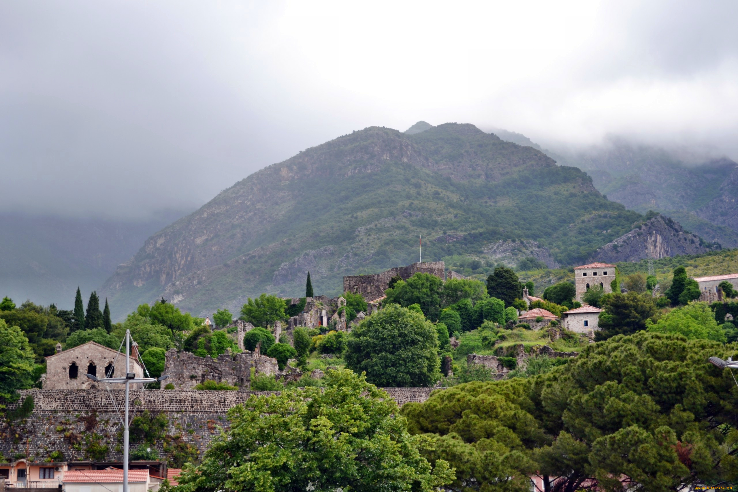 Черногория, бар, города, дворцы, замки, крепости, стены, крепость, старый, город, горы