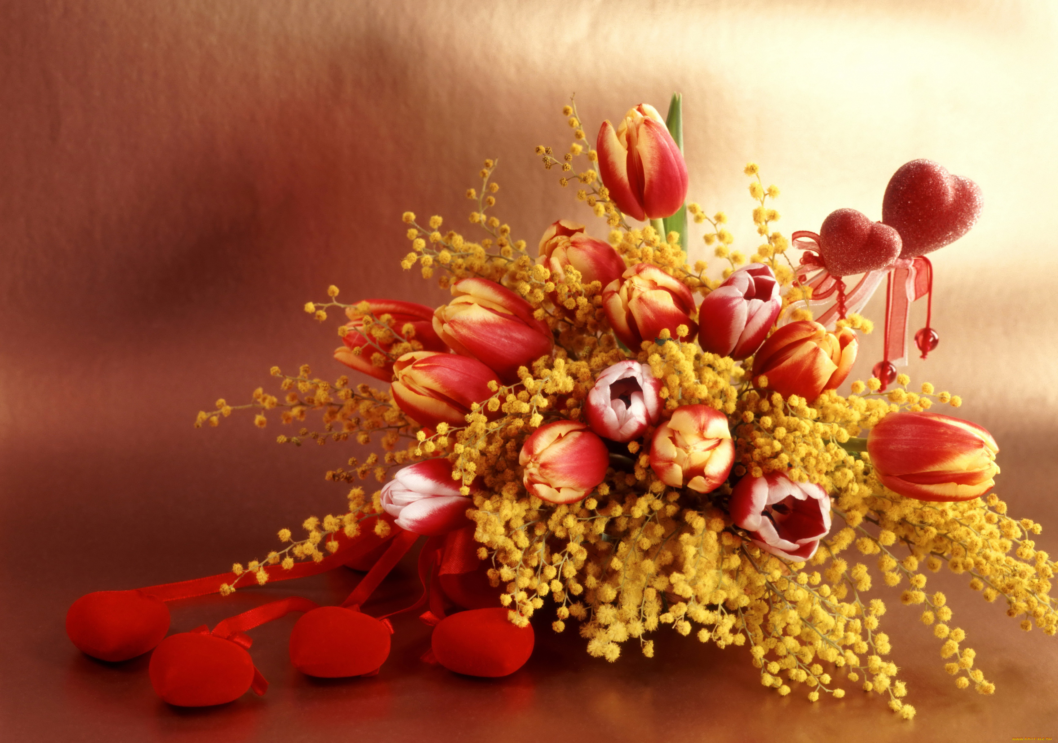 цветы, букеты, композиции, букет, тюльпаны, мимозы