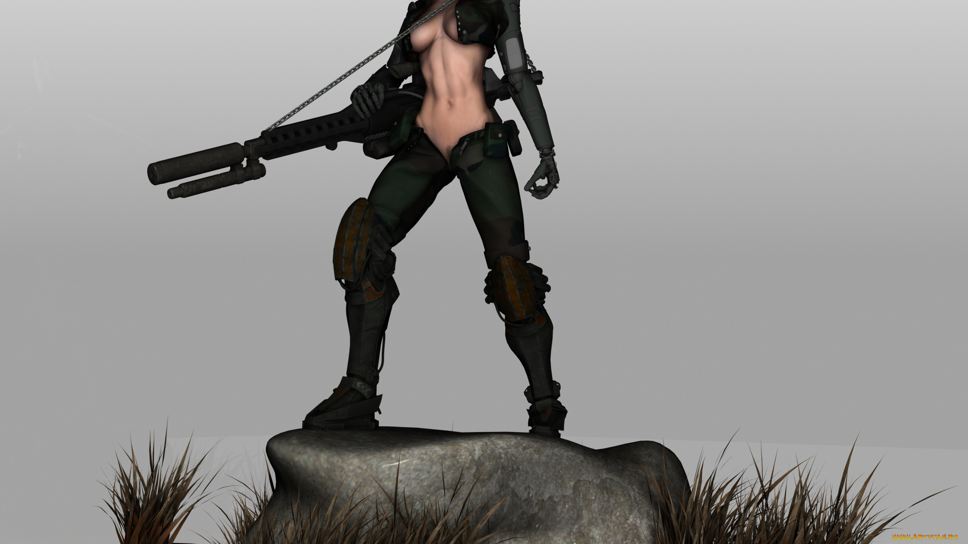 3д, графика, fantasy, , фантазия, взгляд, девушка, оружие