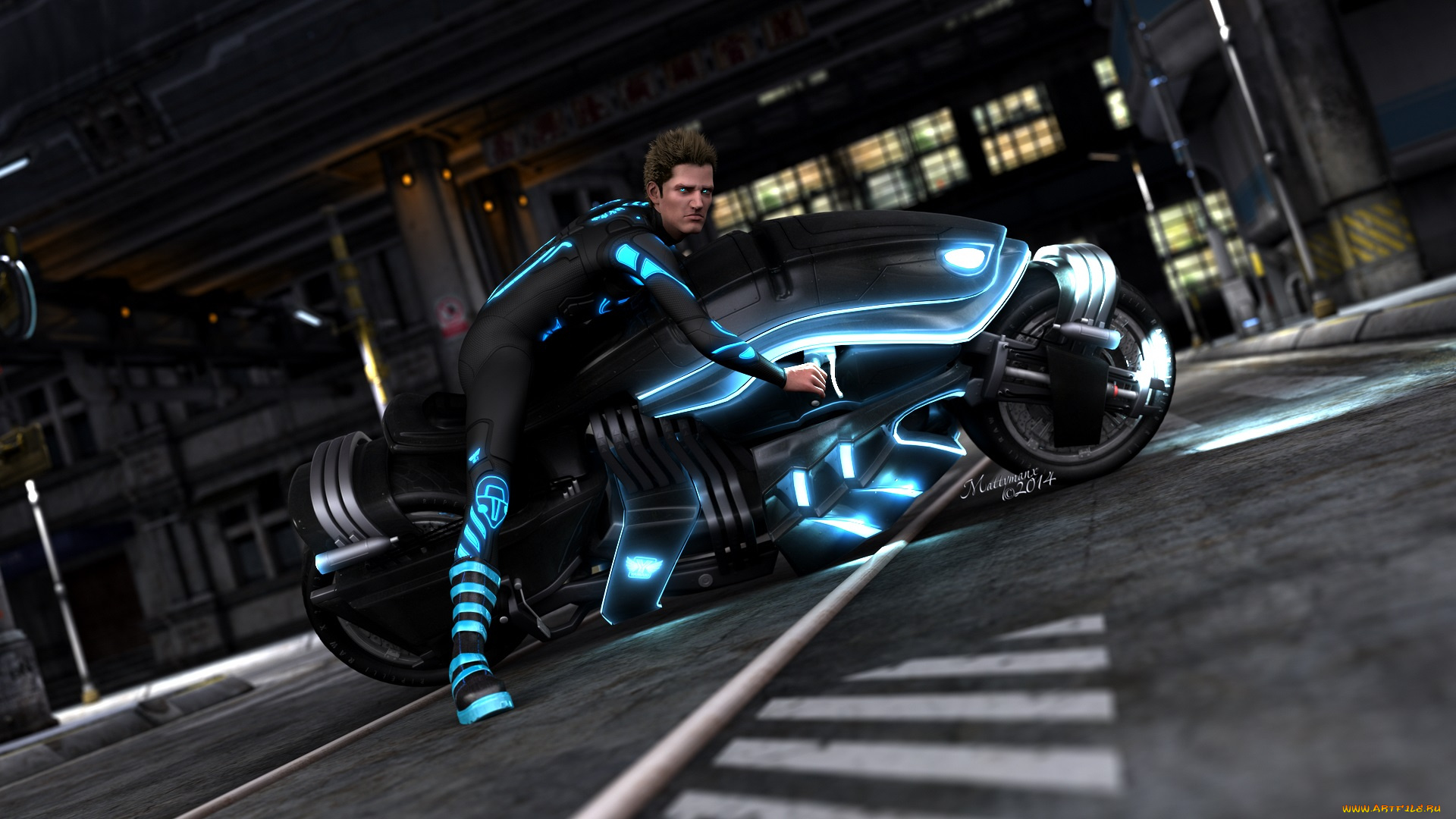 3д, графика, people, , люди, мотоцикл