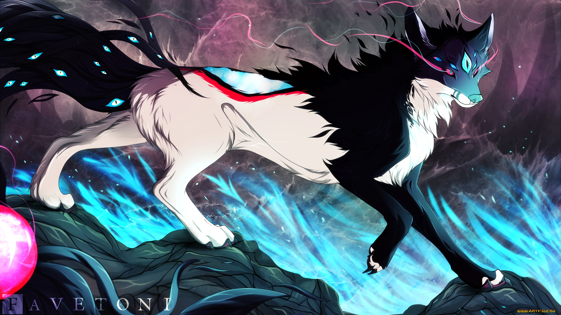 рисованные, животные, , волки, волк, сказочный