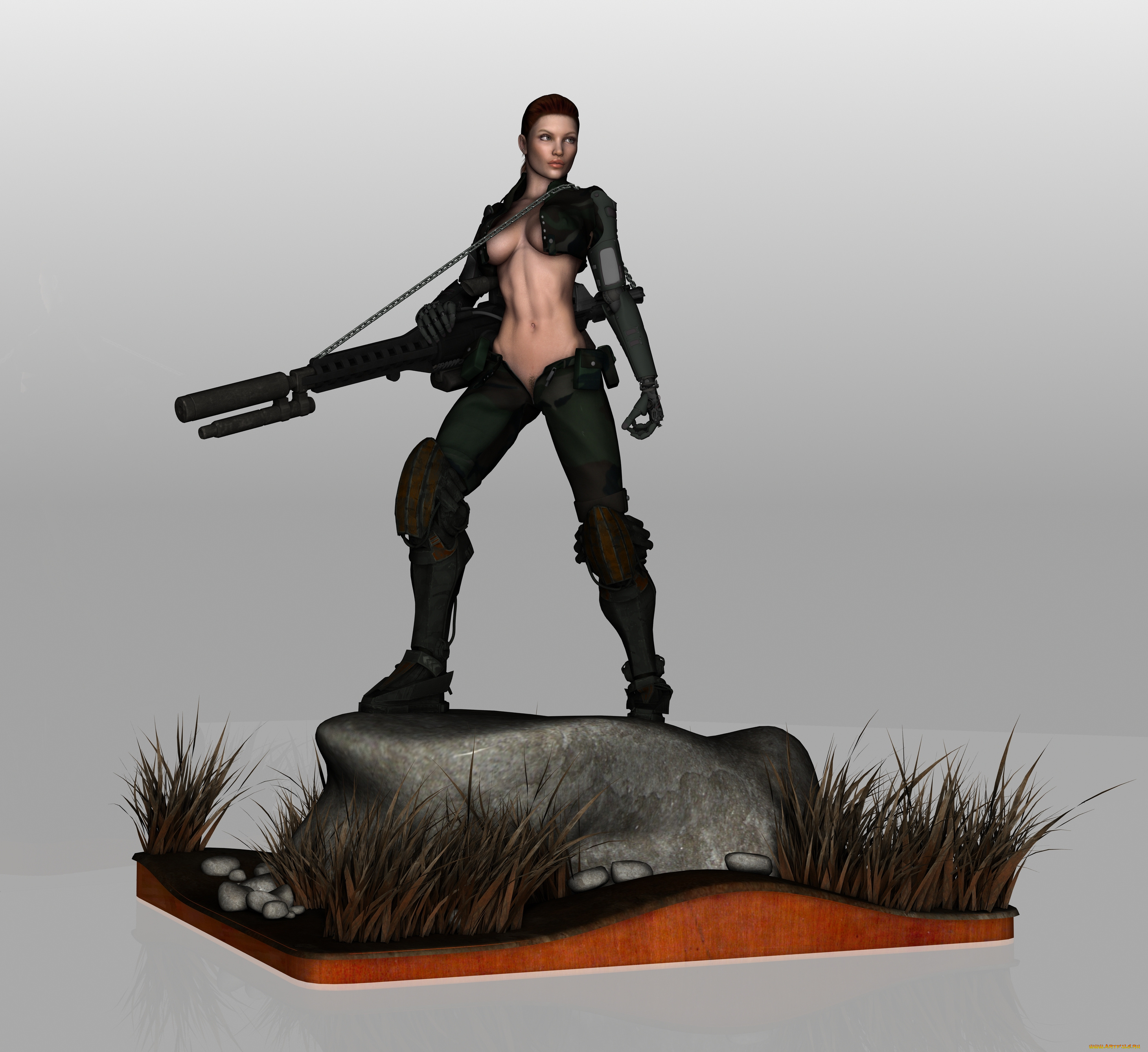 3д, графика, fantasy, , фантазия, взгляд, девушка, оружие