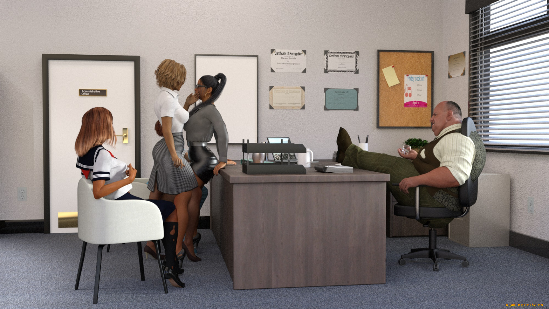 3д, графика, люди, , people, офис, фон, взгляд, девушки