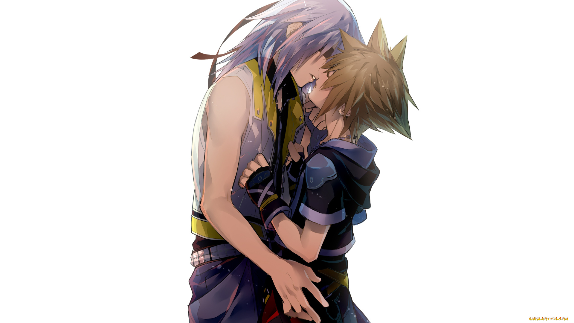 аниме, kingdom, hearts, kingdom, hearts, парни, нежность