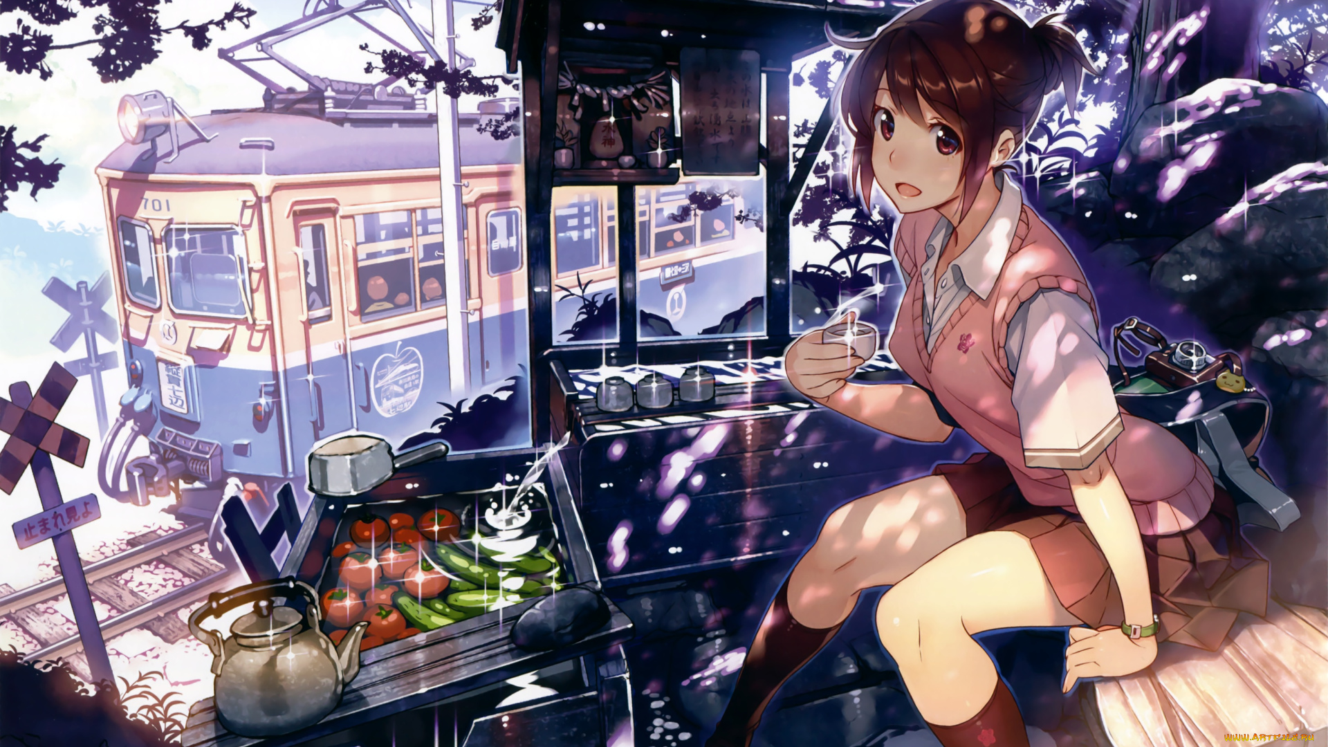 аниме, оружие, , техника, , технологии, трамвай, еда, девушка