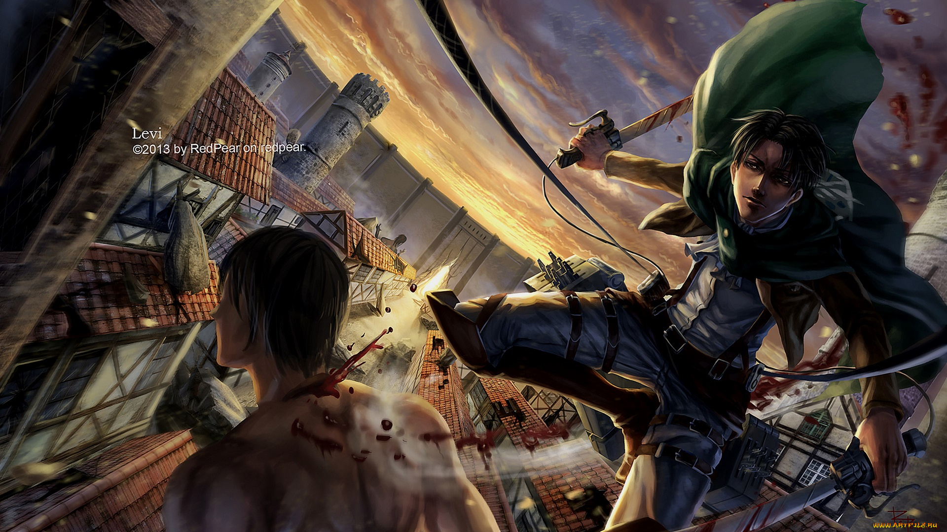 аниме, shingeki, no, kyojin, атака, титанов