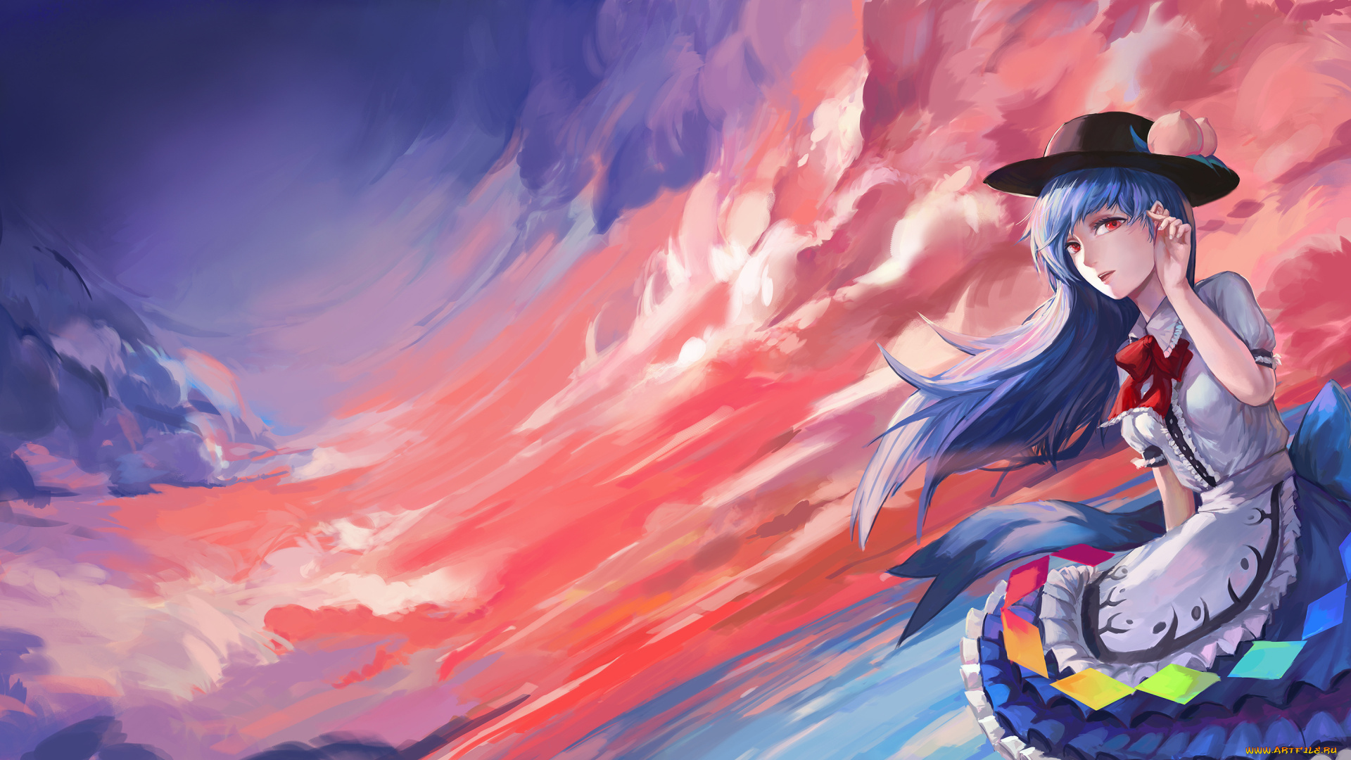 аниме, touhou, фон, взгляд, девушка