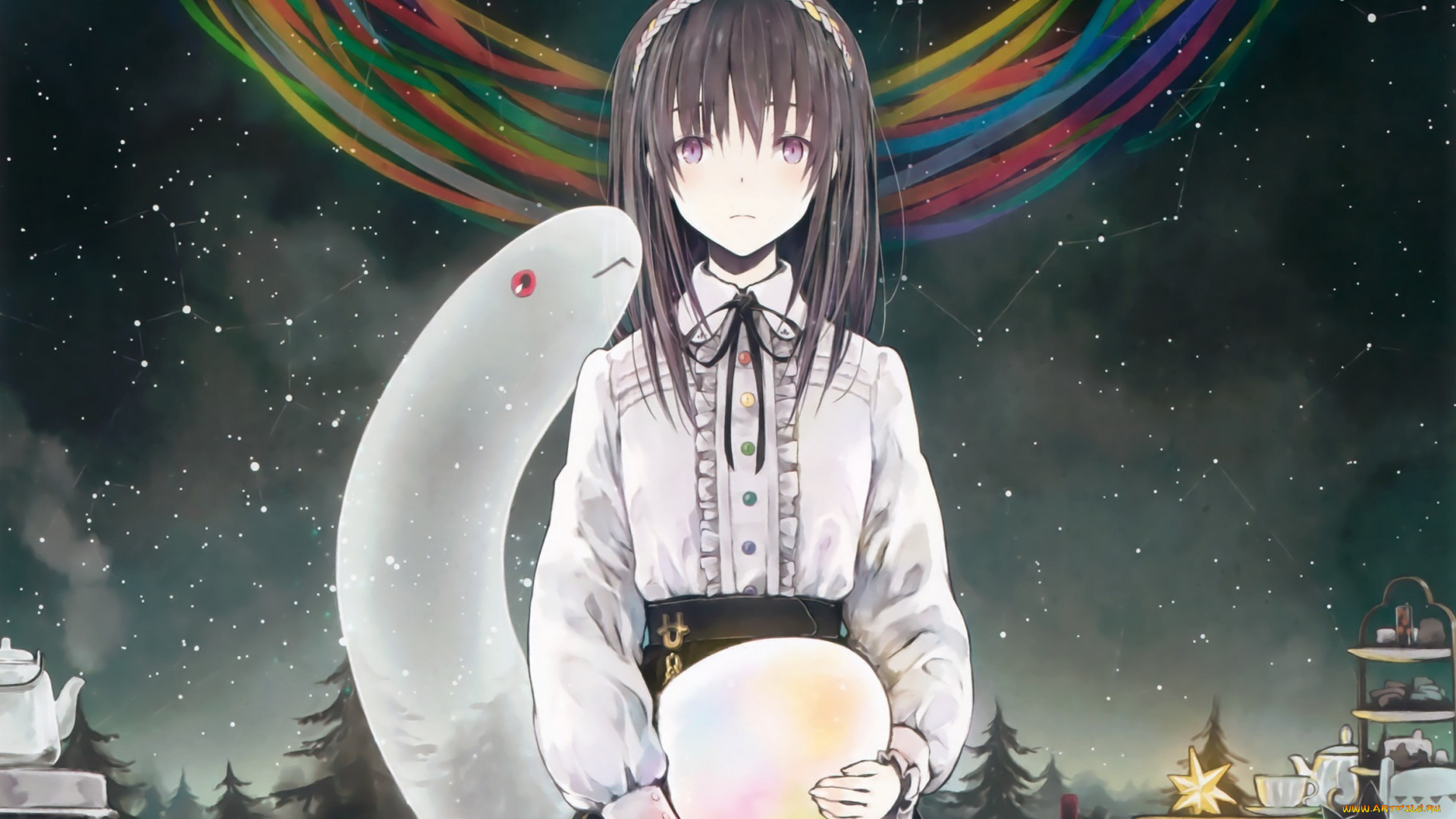 аниме, животные, , существа, девушка