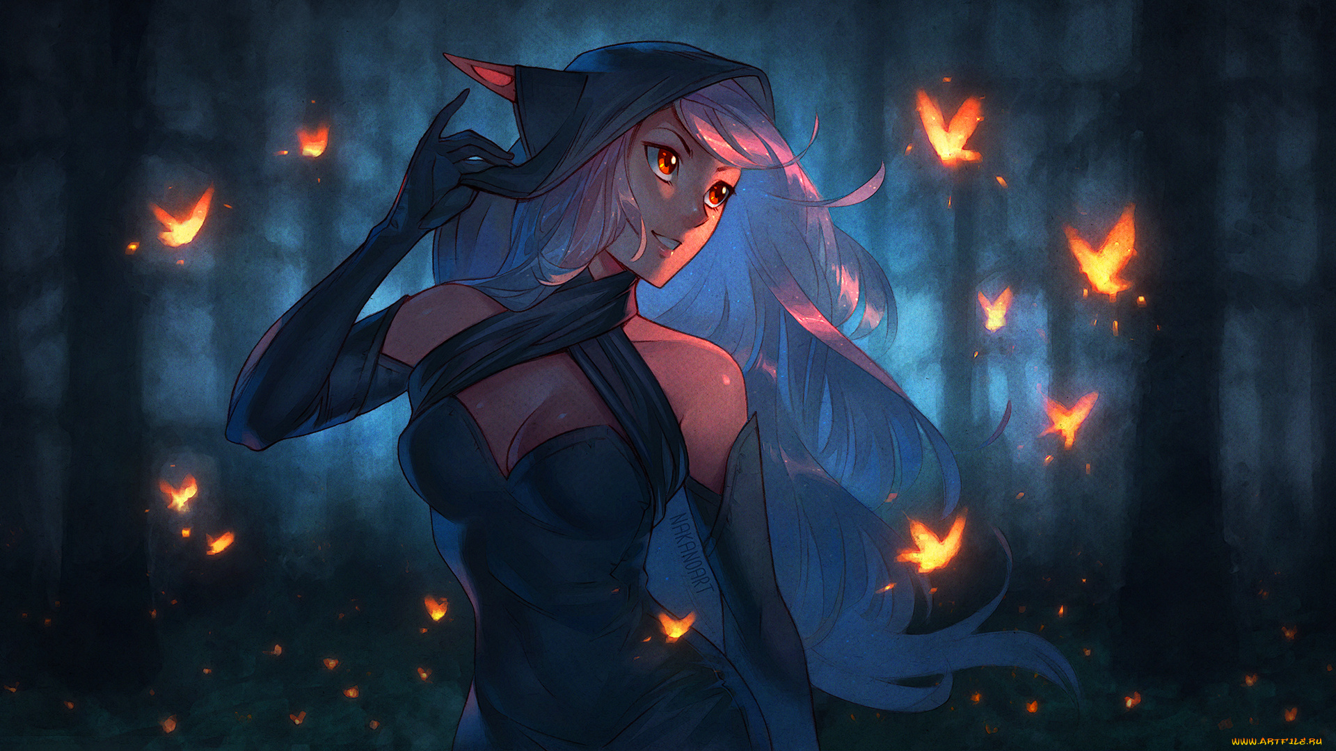 аниме, животные, , существа, девушка