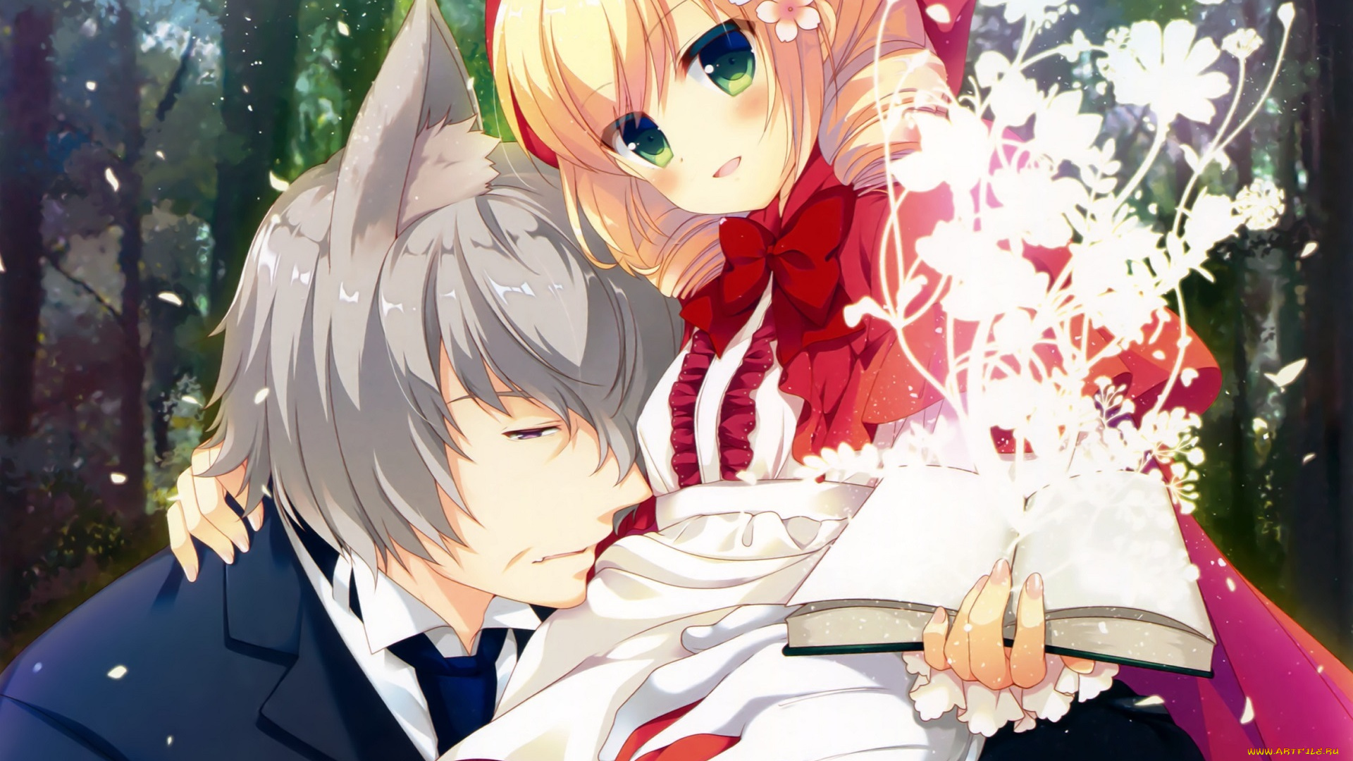 аниме, животные, , существа, волк, красная, шапочка