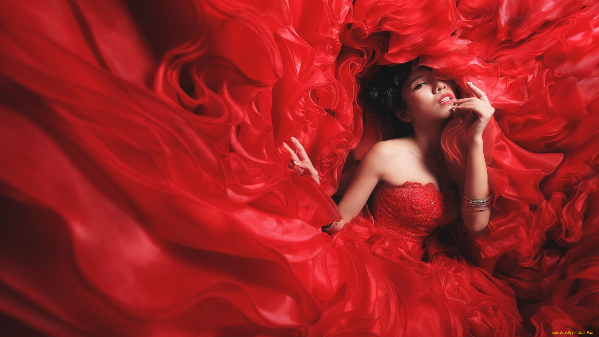 девушки, -unsort, , креатив, девушка, платье, красный